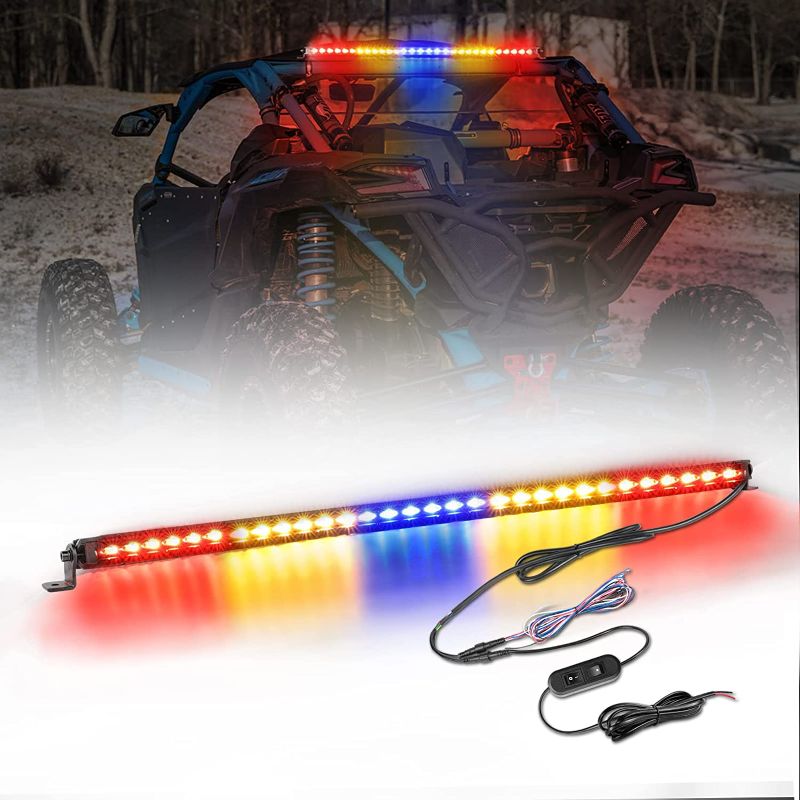 Photo 1 of ACEC SHOP LED Chase Light Bar, 30 Inch Rear UTV Chase Light with Strobe Brake Reverse Turn Signal Light UTV Strobe Chase Light for Polaris RZR ATV Off Road Can-Am 4x4 - Red Amber Blue

