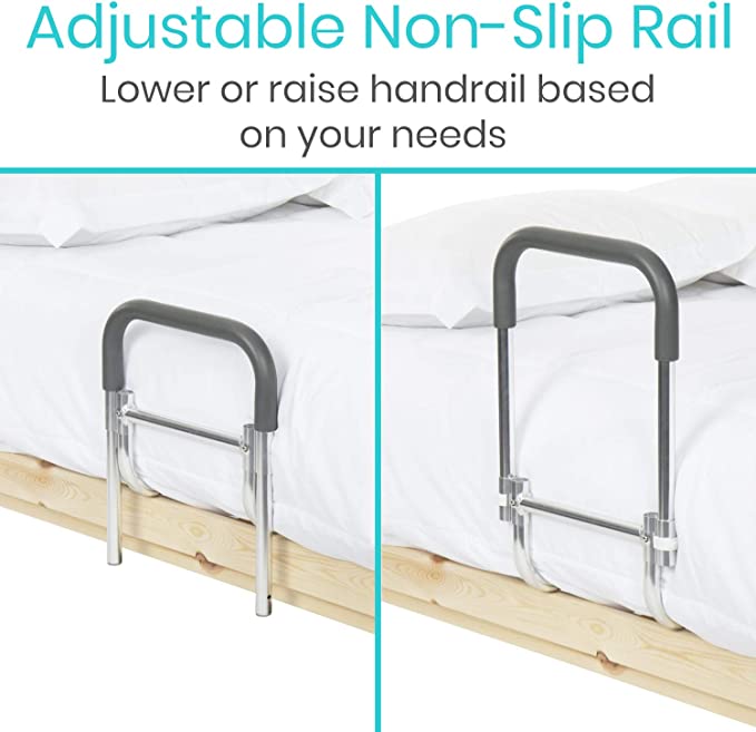 Photo 1 of Bed Rail - Compact Assist Railing for Elderly Seniors, Handicap, Kids - Standing Bar Handle with Fall Prevention Guard - Adjustable Bedrail Cane