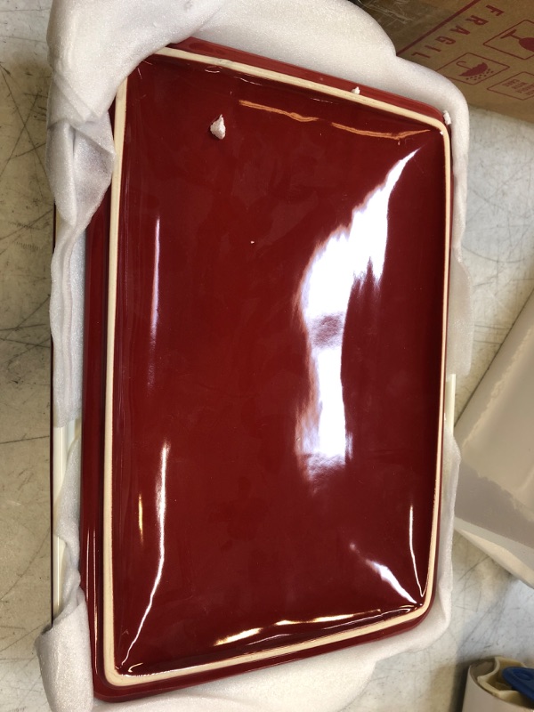 Photo 2 of 4.5 Quart Nonstick Casserole Dish with Lid, LOVECASA 9 x 13 Inches Lasagna Pan Deep, Ceramic Baking Dish for Dinner, Banquet, and Party, Gradient Red
