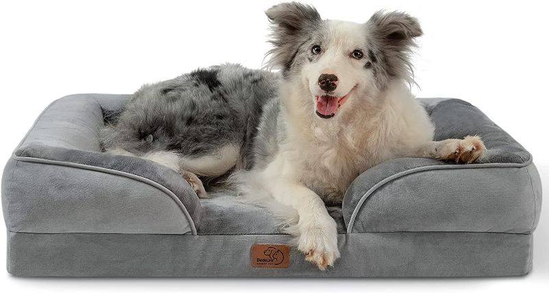 Photo 1 of Bedsure Jumbo GREY Orthopedic Dog Bed, Great Dane Dog Beds for LARGE Dogs - Foam Sofa with Removable Washable Cover, Waterproof Lining and Nonskid Bottom Couch, Pet Bed 