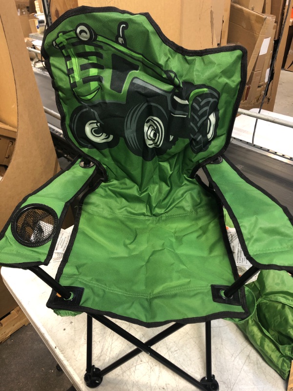Photo 3 of Black Sierra Big Green Junior Quad Chair Kids Folding Camping Chair with Cup Holder Foldable Tractor Kids Lawn Chair with Carry Bag
++DAMAGED CARRYING HANDLE+++