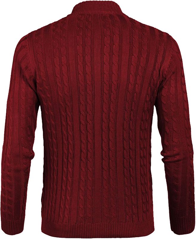 Photo 2 of Coofandy Men's Full Zip Cardigan Sweater Slim Fit Cable Knitted Zip Up Sweater with Pockets -- SIZE L 