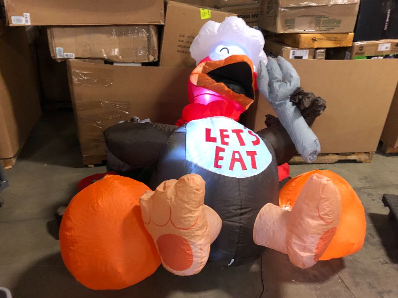 Photo 2 of 6 FT Thanksgiving Inflatables Outdoor Decorations Turkey with Pumpkin Blow Up Yard Decorations and Build-in LEDs, Thanksgiving Decor for Yard Family Holiday Party Indoor Garden Lawn Autumn Harvest Day
