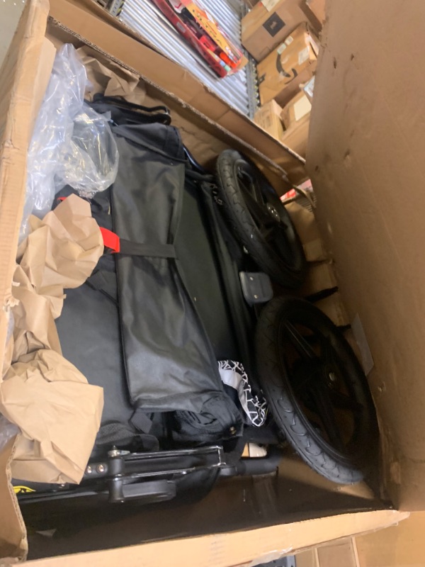 Photo 1 of BOB Gear Revolution Flex 3.0 Duallie Double Jogging Stroller, Lunar Black - Ultra-Reflective Accents , 48x30.5x45 Inch (Pack of 1) Lunar Black Double --- Box Packaging Damaged, Moderate Use, Scratches and Scuffs on Metal and Plastic, Missing Some Hardware