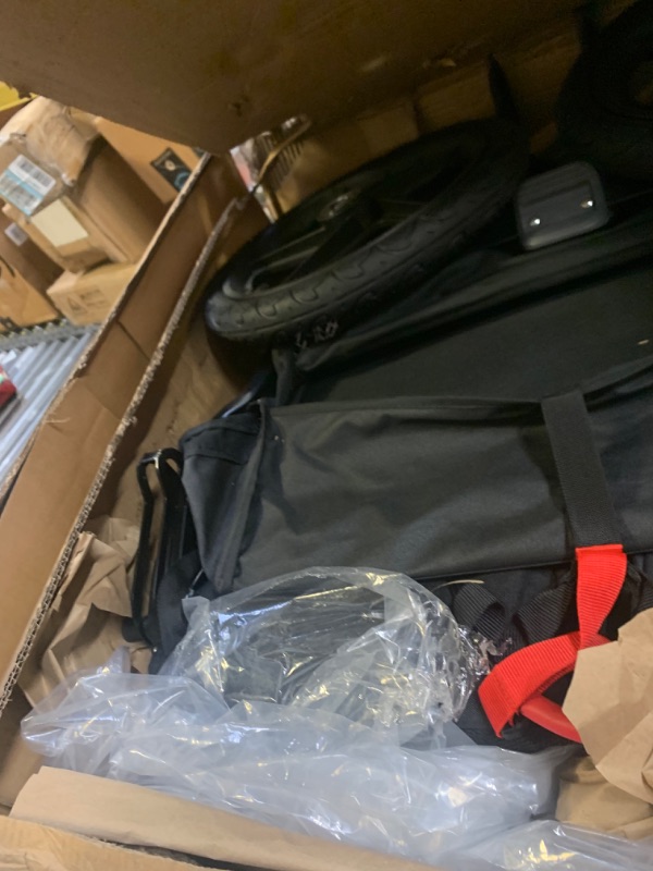 Photo 1 of BOB Gear Revolution Flex 3.0 Duallie Double Jogging Stroller, Lunar Black - Ultra-Reflective Accents , 48x30.5x45 Inch (Pack of 1) Lunar Black Double --- Box Packaging Damaged, Moderate Use, Scratches and Scuffs on Metal and Plastic, Missing Some Hardware