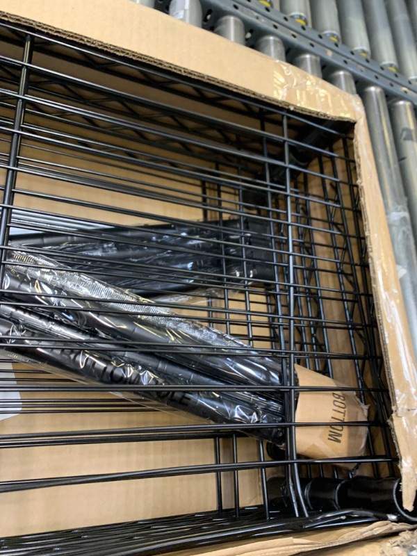 Photo 6 of 14"x30"x60" Storage Shelves Heavy Duty Shelving 5 Tier Layer Wire Shelving Unit with Wheels Metal Wire Shelf Standing Garage Shelves Storage Rack ,Adjustable NSF Certified(Black) 30×14×60 Black --- Box Packaging Damaged, Item is New, Metal is Bent as Show