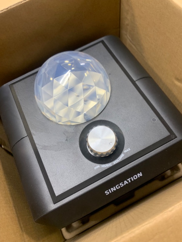 Photo 7 of Portable Karaoke Machine - SINGSATION Star Burst - System Comes w/ 2 Mics, Room-Filling Light Show, Retro Light Panel & Works via Bluetooth - No CDs Required - YouTube Your Favorite Karaoke Songs Star Burst Black --- Selling for Parts, Item Did Not Turn O