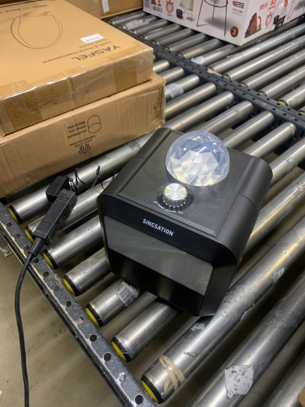 Photo 4 of Portable Karaoke Machine - SINGSATION Star Burst - System Comes w/ 2 Mics, Room-Filling Light Show, Retro Light Panel & Works via Bluetooth - No CDs Required - YouTube Your Favorite Karaoke Songs Star Burst Black --- Selling for Parts, Item Did Not Turn O