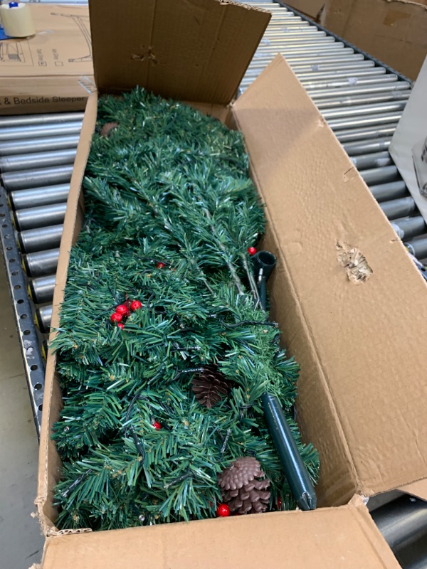 Photo 3 of 6ft Artificial Christmas Tree Prelit, Green Xmas Tree with 350 LEDs Lights and Decorations, Decorated Fake Christmas Tree with Lifelike Branch for Holiday Decoration --- Box Packaging Damaged, Item is New, Item is Missing Parts
