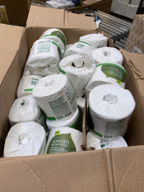 Photo 3 of Bundle of Seventh Generation White Toilet Paper 2-ply 100% Recycled Paper, 500 sheets, --- Box Packaging Damaged, Minor Use.
