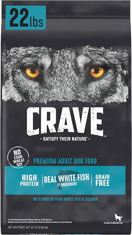 Photo 1 of  CRAVE Grain Free High Protein Adult Dry Dog Food, White Fish & Salmon Size:22 Pound (Pack of 1) --- Best By AUG/10/2022
