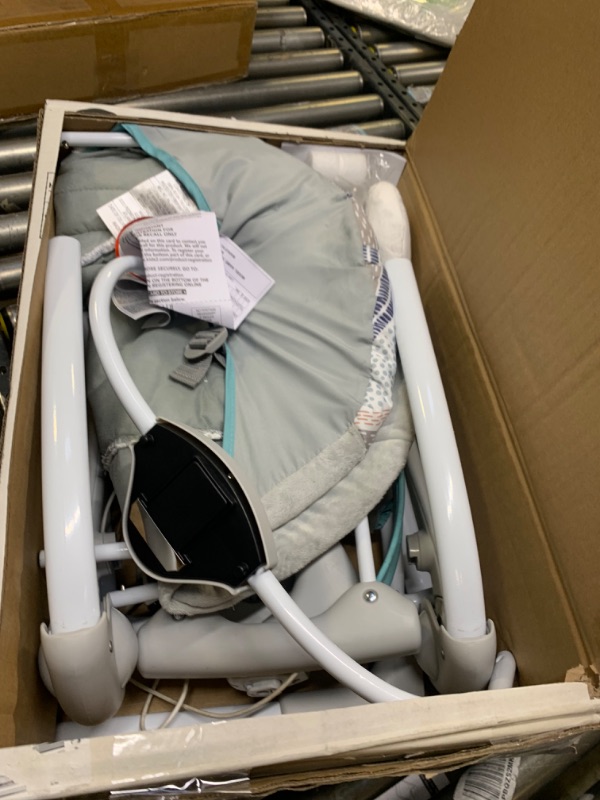 Photo 3 of Ingenuity Compact Lightweight Portable Baby Swing with Music, Nature Sounds and Battery-Saving Technology - Abernathy, 0-9 Months --- Box Packaging Damaged, Moderate Use, Scratches and Scuffs on Item as Shown in Pictures, Hardware Loose in Box, Missing So