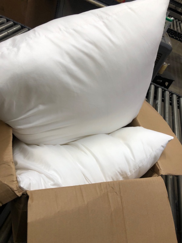 Photo 2 of Acanva Throw Pillow Inserts for Bed Couch Sofa, Ultra Soft Polyester Filling for Decorative Cushion Square Sham Form, 2 Count (Pack of 1), White 28 Inchx28 Inch 2 Pack ---------- NEEDS CLEANING