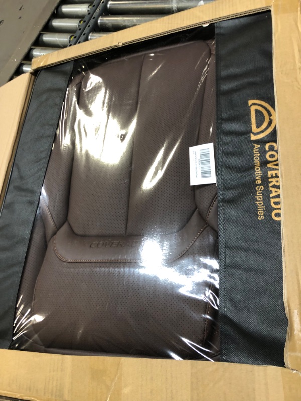 Photo 2 of Coverado Car Seat Covers 5 Pieces, Waterproof Nappa Leather Auto Seat Protectors Full Set, Universal Car Interiors Fit for Most Sedans SUV Pick-up Truck, Brown Brown FullSet