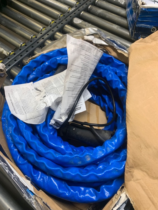 Photo 3 of Camco Heated Drinking Water Hose, - 20° F, 50-Foot, 5/8-Inch ID (22912-A) 50' Cold Weather (Freeze Protection to - 20?F) Frustration-Free Packaging --- Box Packaging Damaged, Moderate Use.
