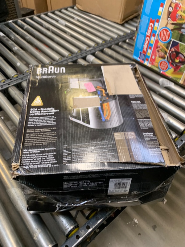 Photo 2 of Braun MultiServe Coffee Machine 7 Programmable Brew Sizes / 3 Strengths + Iced Coffee & Hot Water for Tea, Glass Carafe (10-Cup), Stainless/Black, KF9150BK KF9150BK Black --- Box Packaging Damaged, Moderate Use, Scratches and Scuffs on Metal and Plastic, 