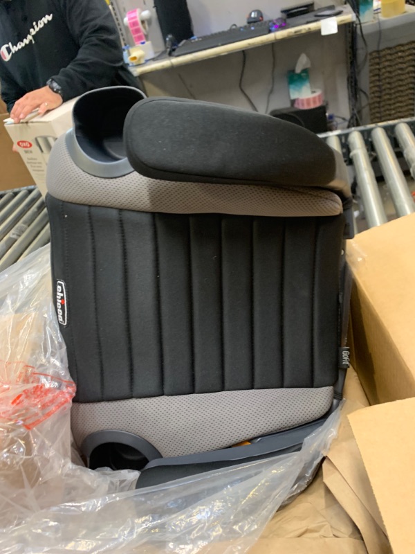 Photo 3 of Chicco GoFit Backless Booster Car Seat, Travel Booster Seat for Car, Portable Car Booster Seat for children 40-110 lbs. | Shark/Black/Grey Shark GoFit --- Box Packaging Damaged, Minor Use.
