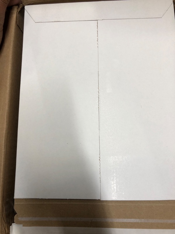 Photo 2 of 100 Pack Stay Flat Rigid Cardboard Mailing, Adhesive Strip 7x9 Photo Envelopes for Shipping Documents, Bulk (White)