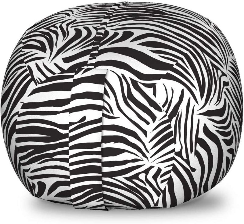 Photo 1 of 
Ambesonne Zebra Print Storage Toy Bag Chair, Striped Zebra Animal Print Nature Wildlife Inspired Simplistic Illustration, Stuffed Animal Organizer Washable...