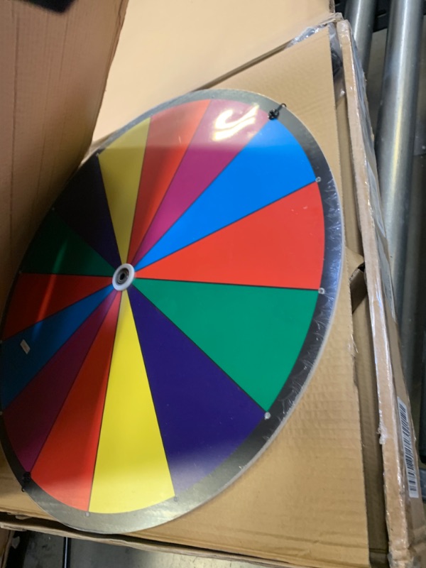 Photo 3 of 24 Inch Dual Use Spinning Prize Wheel 14 Slots Color Tabletop and Floor Roulette Wheel of Fortune, Spin The Wheel with Dry Erase Marker and Eraser Win The Fortune Spinner Game for Carnival Trade Show 24 Inch Adjustable Heavy Duty Prize Wheel --- Box Packa