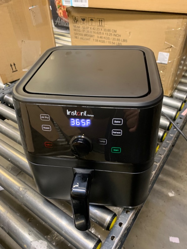 Photo 3 of Instant Vortex 5.7QT Air Fryer Oven Combo, From the Makers of Instant Pot, Customizable Smart Cooking Programs, Digital Touchscreen, Nonstick and Dishwasher-Safe Basket, App with over 100 Recipes 5.7QT Vortex --- Box Packaging Damaged, Moderate Use, Scrat