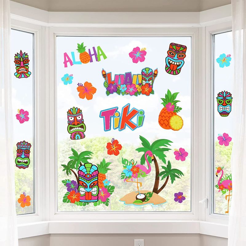 Photo 1 of 12 Sheets Hawaiian Window Clings Tropical Tiki Static Clings Luau Window Decals Summer Aloha Stickers Hawaiian Party Decorations for Window Glass Car Refrigerator Party Supplies
2PACK FACTORY SEALED