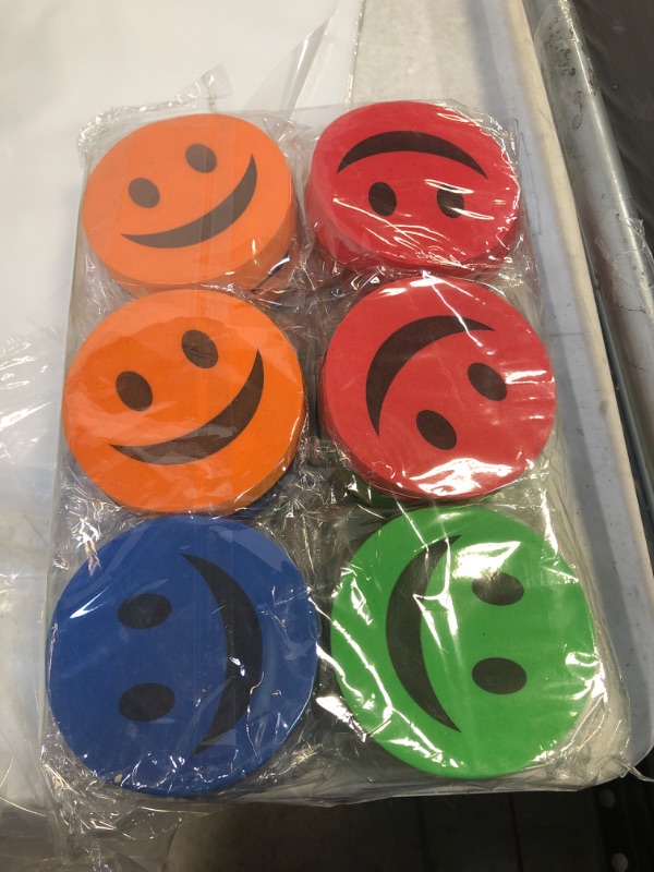 Photo 2 of  Smiley Face Circular Whiteboard Eraser 12 Pack-Assorted Color