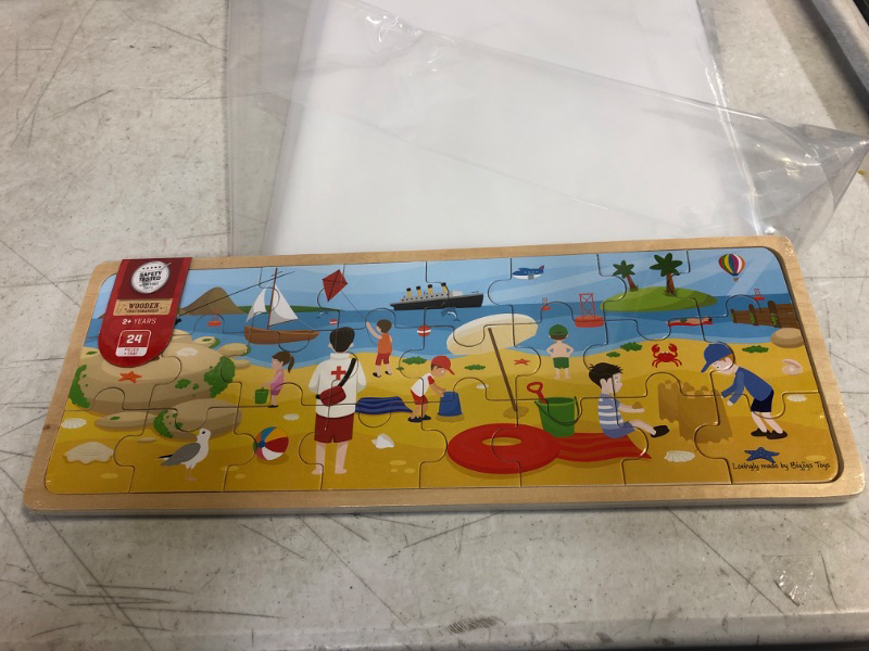 Photo 2 of Bigjigs Toys Wooden At the Seaside Tray Puzzle - 24 Piece