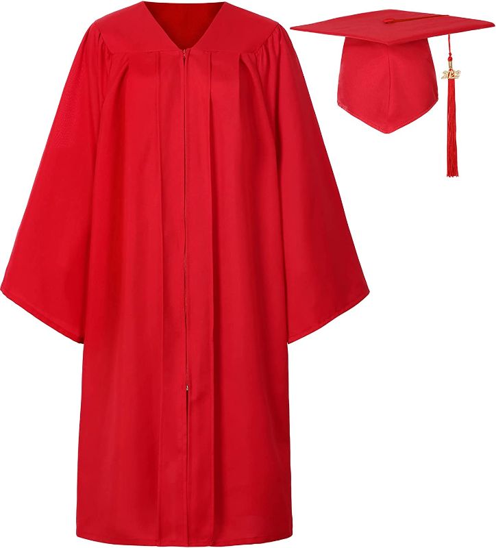 Photo 1 of  Unisex-Adult Graduation Gown Cap Tassel Set Matte for High School Bachelor SIZE XL FOR HEIGHT 5'6"-5'8"
