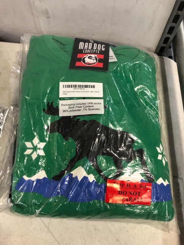 Photo 2 of Mad Dog Concepts Matching Family Green Plaid Moose Christmas Holiday Pajamas Set + Slipper Socks
