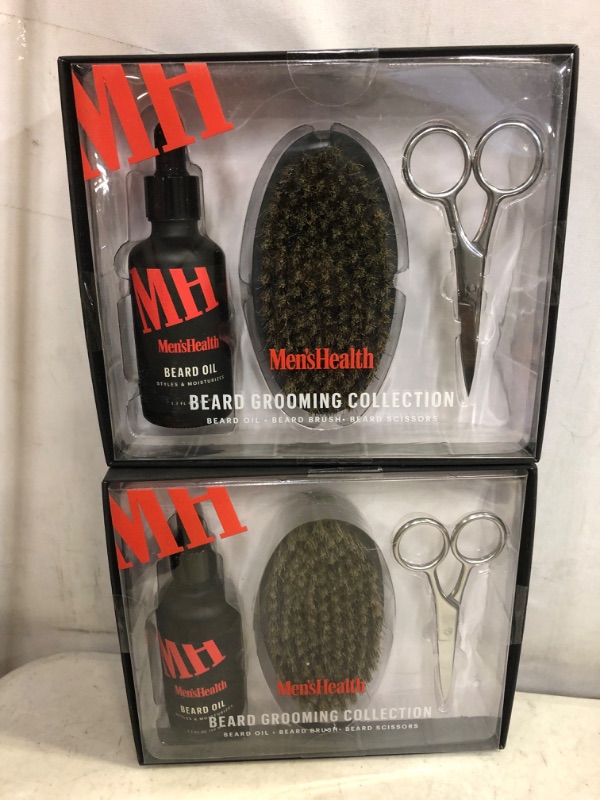 Photo 1 of (2PCK) Men's Health Beard Grooming Gift Set- Facial Hair Care Kit with Beard Oil, Beard Brush, and Beard Trimming Scissors, Beard Grooming Essentials for Men
