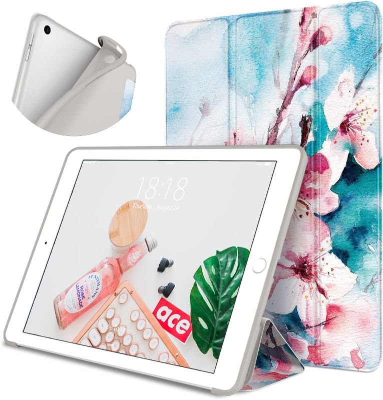 Photo 1 of DTTO iPad 9.7 Case 2018 iPad 6th Generation Case/2017 iPad 5th Generation Case, Slim Fit Lightweight Smart Cover with Soft TPU Back Case for iPad 9.7 2018/2017 [Auto Sleep/Wake] - Peach Blossom
