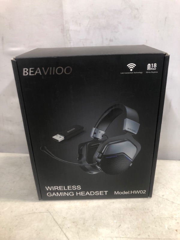 Photo 2 of BEAVIIOO 5.8G Wireless Gaming Headset for PS4/PS5/PC/Switch, Stable Lossless Gaming Headphones, USB Dongle with Ultra Comfortable Immersive Air Ear Cushions and Noise Cancelling Microphone
