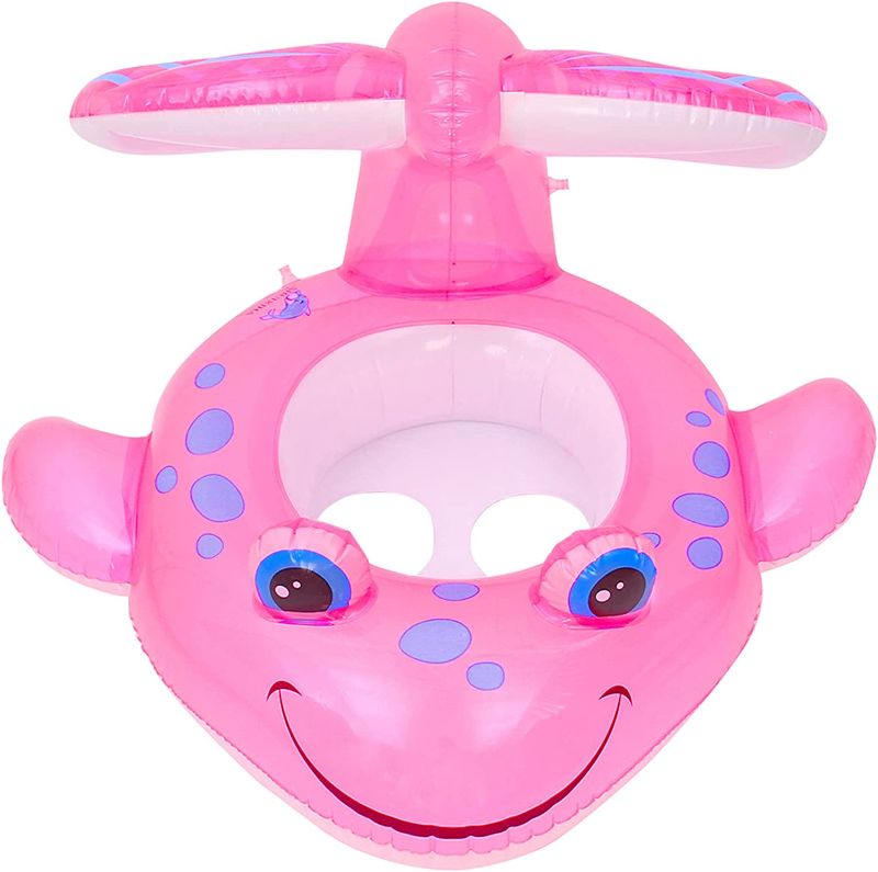 Photo 1 of Baby Swim Pool Floats Infant Swimming Pool Ring with Canopy Inflatable Boat Fish Summer Baby Water Float Toddler Kids Outdoor Pool
