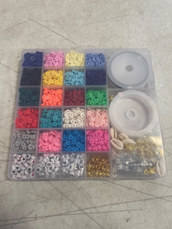 Photo 2 of 4517 Clay Flat Beads,6mm 20 Colors Clay Heishi Beads with 104 pcs Letter Beads,50pcs Colorful Hearts Beads with Pendant Charms Jewelry Marking Kit for DIY Jewelry Bracelets Necklace Earring
