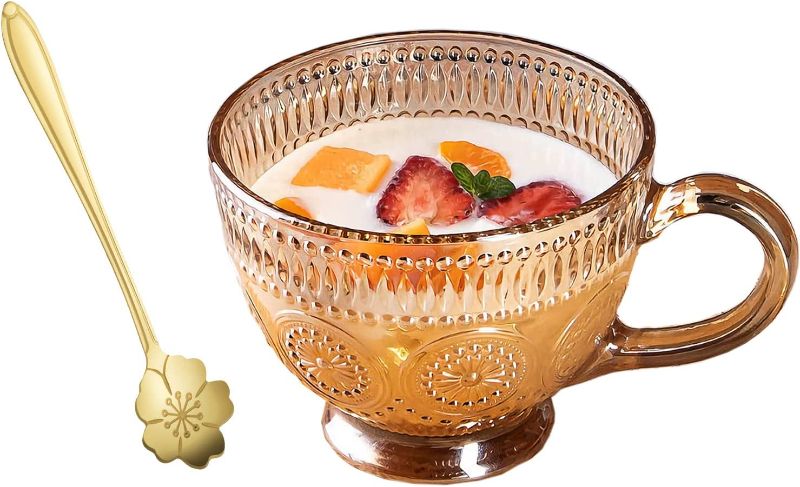 Photo 1 of Mr. Thumbs Glass Coffee Mugs with Spoon Clear Coffee Mug Wide Mouth Glass Mugs for Breakfast cereal desserts Tea Milk Beverage Oats Yogurt
FACTORY SEALED