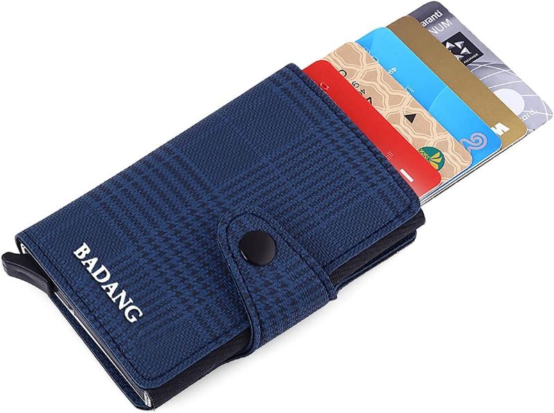 Photo 1 of BADANG Badang Plaid Mechanism Wallet, Belt, Credit Card Holder Gift Accessory Fashion Set, Card Holder and Belt Set (maximum additional 5 cards) (Set of 2) (120cm belt) (Blue), standart FCATORY SEALED 
