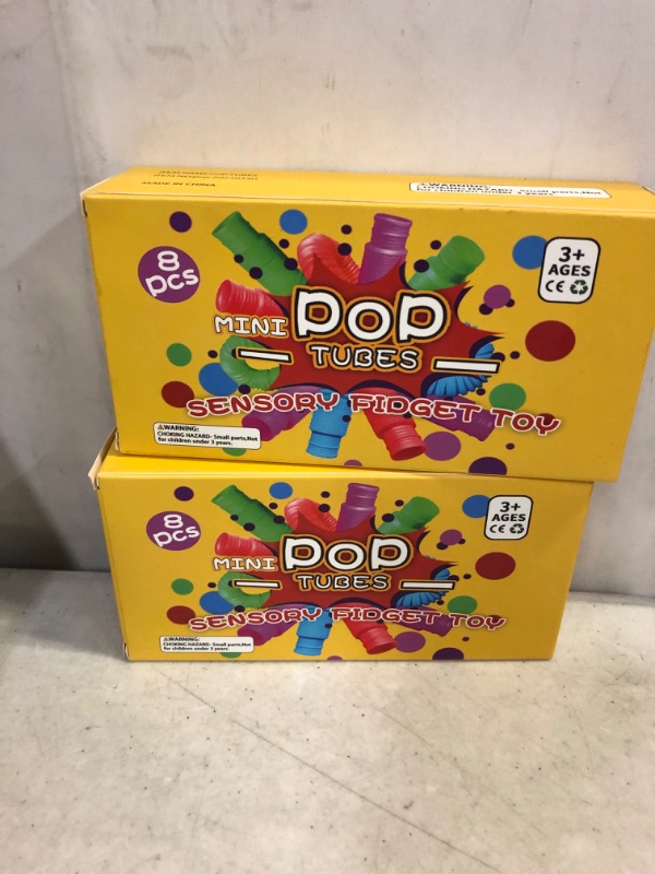 Photo 1 of 2 PACKS TOUGS Kids Pop Tubes Sensory Toys, Multi-Color Stretch Pipe Fidget Toys for Autistic Children (8 Pack Mini)
