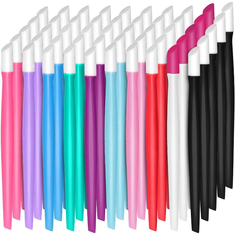Photo 1 of 50 Pieces Rubber Nail Cuticle Pusher Plastic Handle Nail Cleaner Nail Art Tools for Men and Women Christmas Valentine’s Day Giving(Classic Colors)

