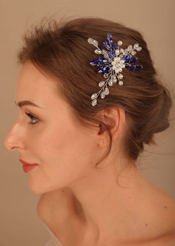 Photo 1 of Denifery Rhinestone Bride Wedding Hair Pins Pearl Bridal Hair Pieces Decorative Crystal Hair Accessories for Women and Girls (Rose Gold)
