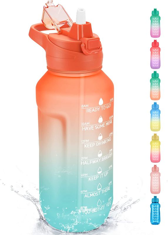 Photo 1 of  Motivational Water Bottles with Times to Drink Leakproof BPA Free Water Jug with Time Marker FACTORY SEALED 
