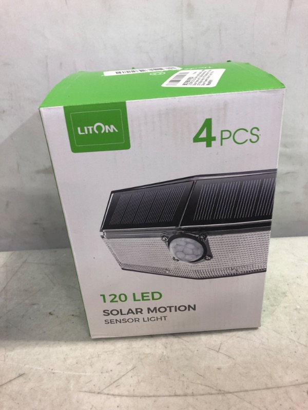 Photo 2 of  New Solar Lights 120 LEDs with Lights Reflector,270° Wide Angle, IP65 Waterproof, Easy-to-Install Security Lights for Front Door, Yard, Garage, Deck (4 Pack) BRAND DIFFERS FROM STOCK PHOTO-- SEE PHOTO
