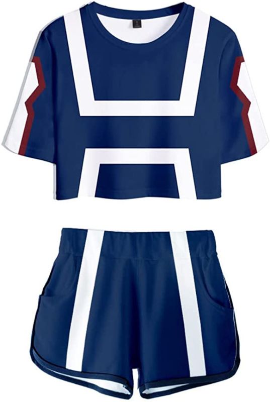 Photo 1 of Anime My Boku No Hero Academia Cosplay Costume 3D Print Crop Top + Shorts 2 Pieces Sets SIZE LARGE
