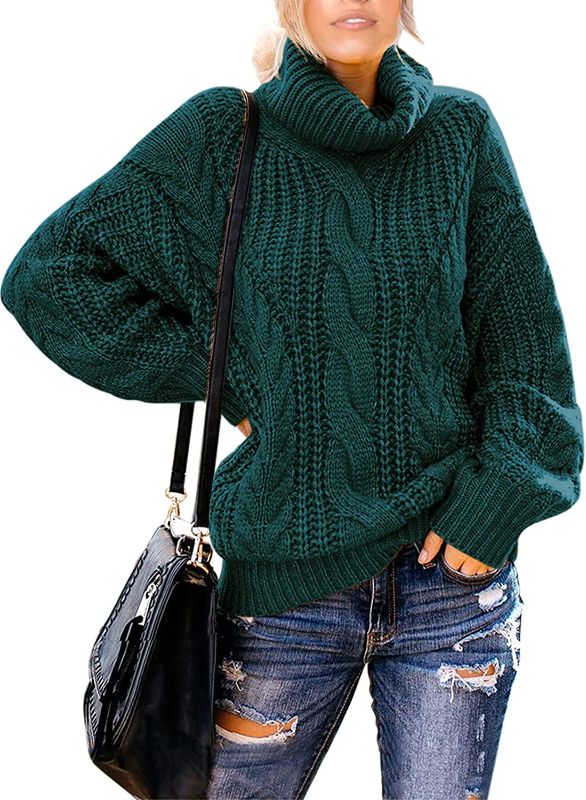 Photo 1 of Chase Secret Womens Turtle Cowl Neck Solid Color Soft Comfy Cable Knit Pullover Sweaters  SIZE M