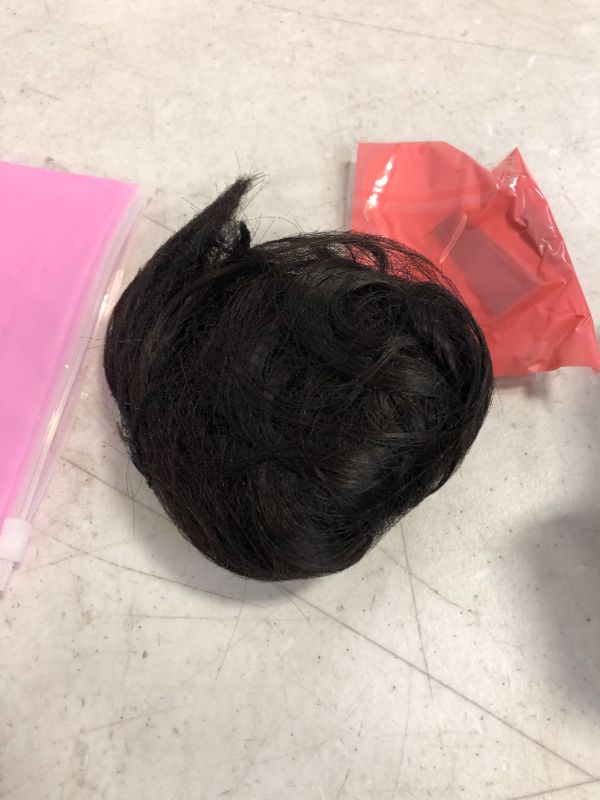 Photo 3 of HMD Tousled Updo Messy Bun Hair Piece Hair Extension Ponytail With Elastic Rubber Band Updo Extensions Hairpiece Synthetic Hair Extensions Scrunchies Ponytail Hairpieces for Women (Tousled Updo Bun, Darkest Brown Tend to Black)
