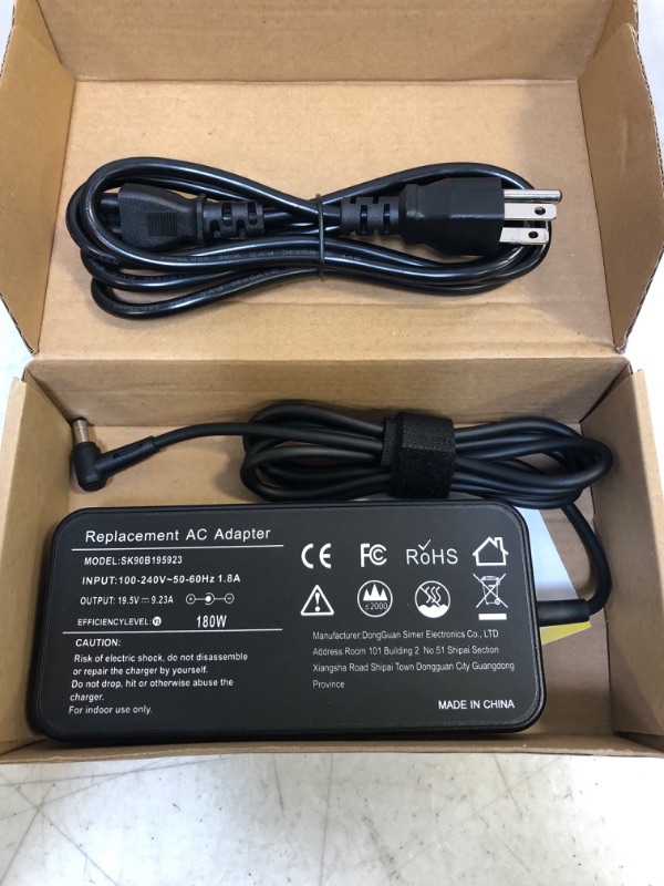 Photo 2 of 180W AC Adapter Laptop Charger Compatible with Asus 19V 9.5A 180W ROG G75 G750JM G751JM G750JS G75VW G75VX GL502VT G751JL G751JM G752VL ADP-180MB F FA180PM111 G-Series Gaming Power Supply Cord