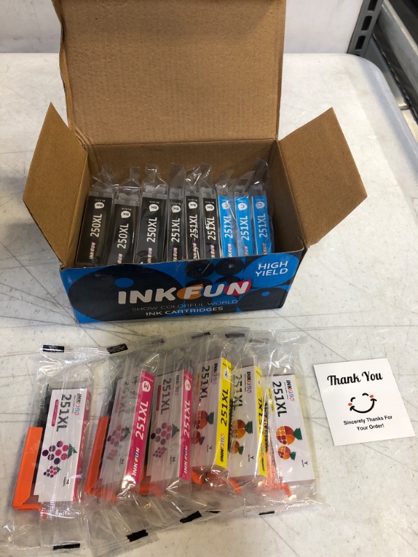 Photo 2 of INKFUN Canon 250 XL 251 XL 250XL Compatible Ink Cartridges Replacement for PGI-250XL CLI-251XL with Canon PIXMA MX922 MG5420 MG5520 MG6320 Printer 15 Pack (3 Black,3 PGBK,3 Cyan, 3 Magenta,3 Yellow)