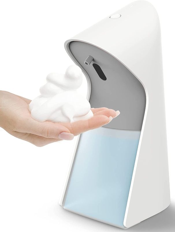 Photo 1 of Allegro Automatic Foaming Soap Dispenser Hands Free Infrared Motion Sensor Touchless Hand Soap Dispenser for Bathroom Kitchen Countertop ,White 11oz
