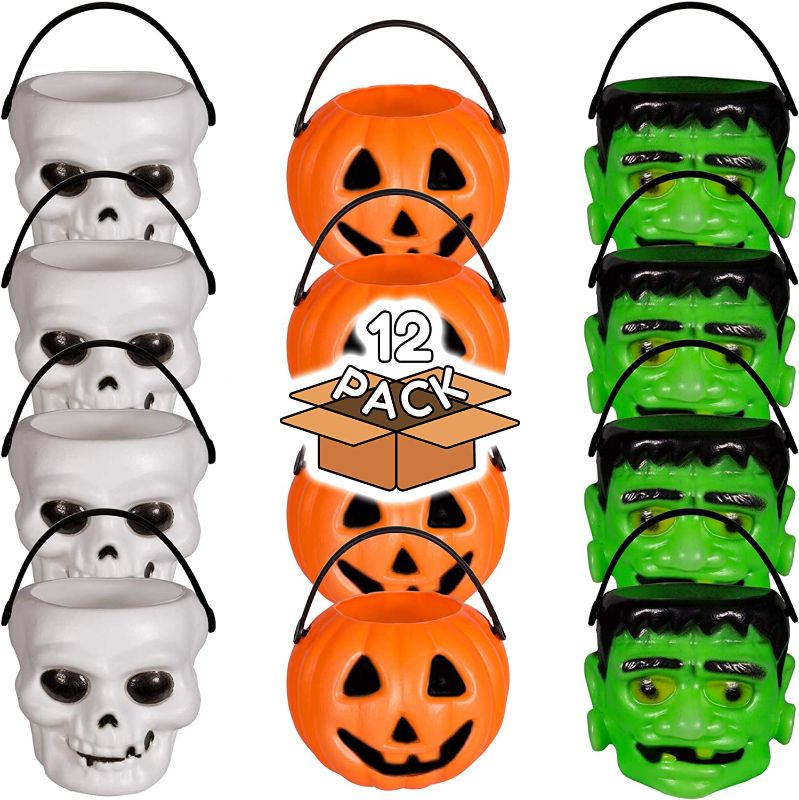 Photo 1 of 12 Pack Mini Halloween Pumpkin Candy Bowl Holder Decor for Halloween Party
