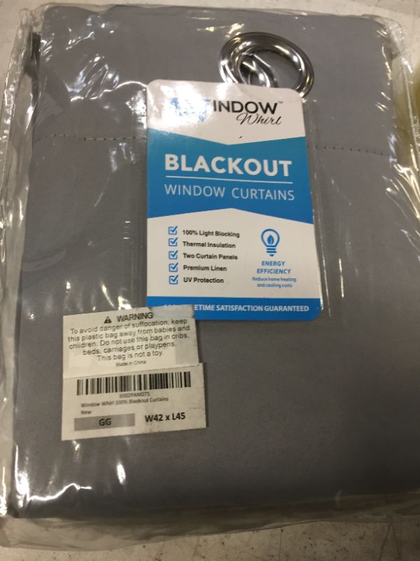 Photo 2 of 100% Blackout Window Curtains: Room Darkening Thermal Window Treatment with Light Blocking Black Liner for Bedroom, Nursery and Day Sleep - 2 Pack of Drapes, Glacier Gray (45” Drop x 42” Wide Each)
